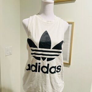 Adidas White Tank Top with Black Trefoil Logo
